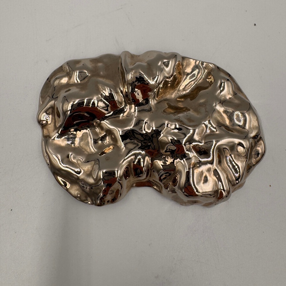 Vintage Organic Molten Metal Belt Buckle Brutalist Silver Tone Statement Piece